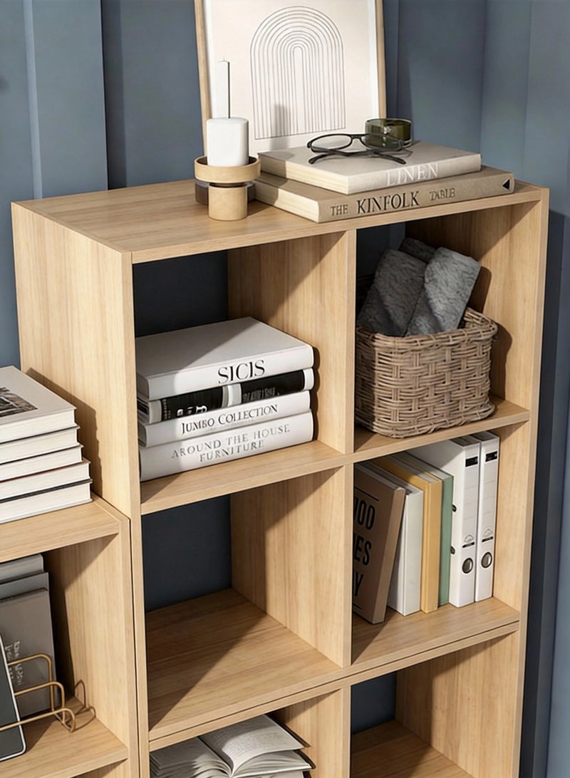 كوزينيست مكتبة خشبية بستة مكعبات بلون الخشب الطبيعي، رف تخزين مفتوح قائم بذاته لغرفة المعيشة والنوم وغرفة الأطفال - Image 3